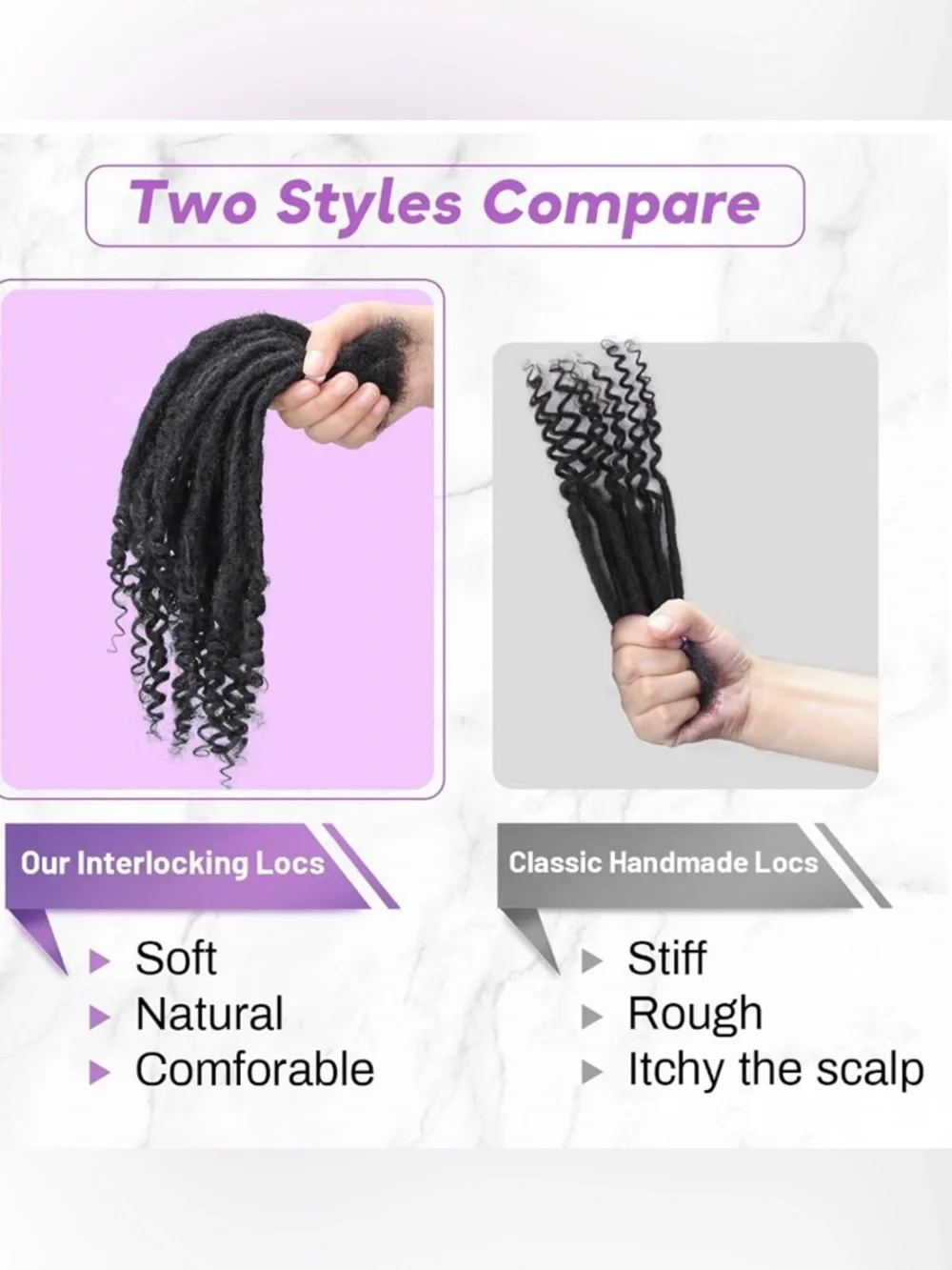 HUMAN HAIR Interlocking Loc Extensions Curly End - 1b